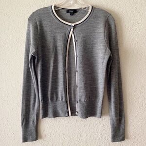 J. Crew Charcoal Cardigan with Ivory Accents